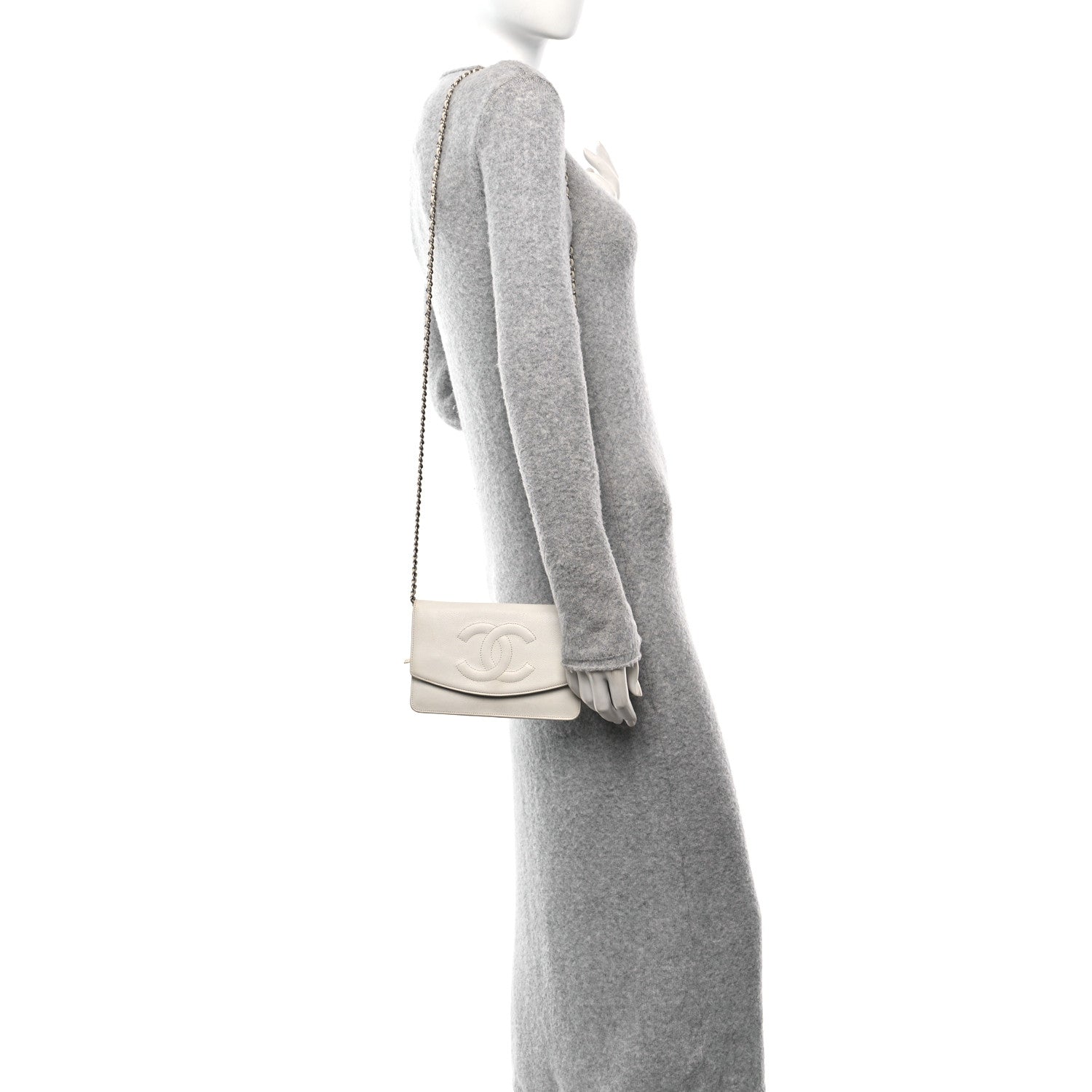 Chanel Caviar Timeless CC Wallet on Chain WOC White 2 of 11