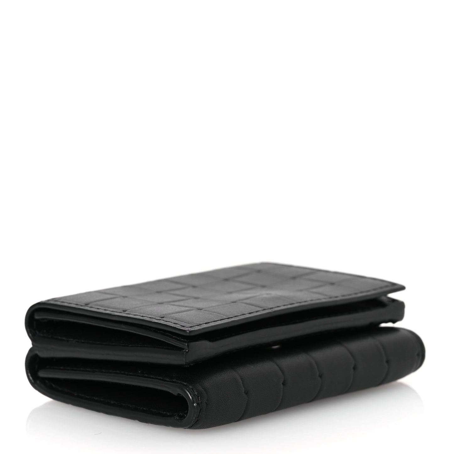 Nappa Intrecciato Tri-Fold Wallet Black
