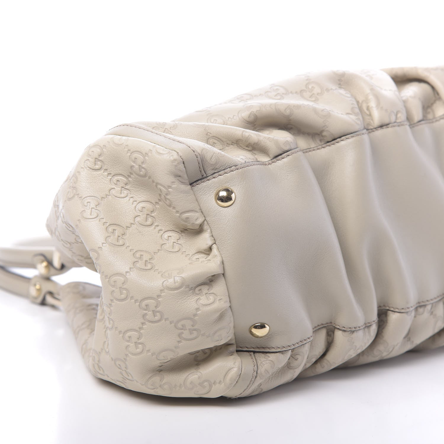 Gucci Guccissima Large D Gold Ring Shoulder Bag Off White 9 of 10