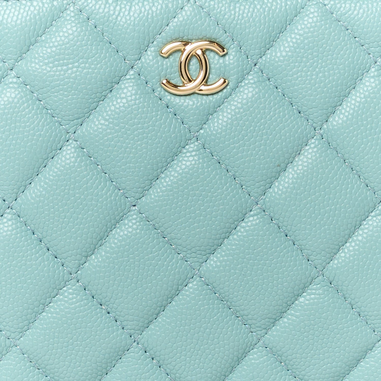 Chanel Caviar Quilted Cosmetic Case Light Blue 8 of 10