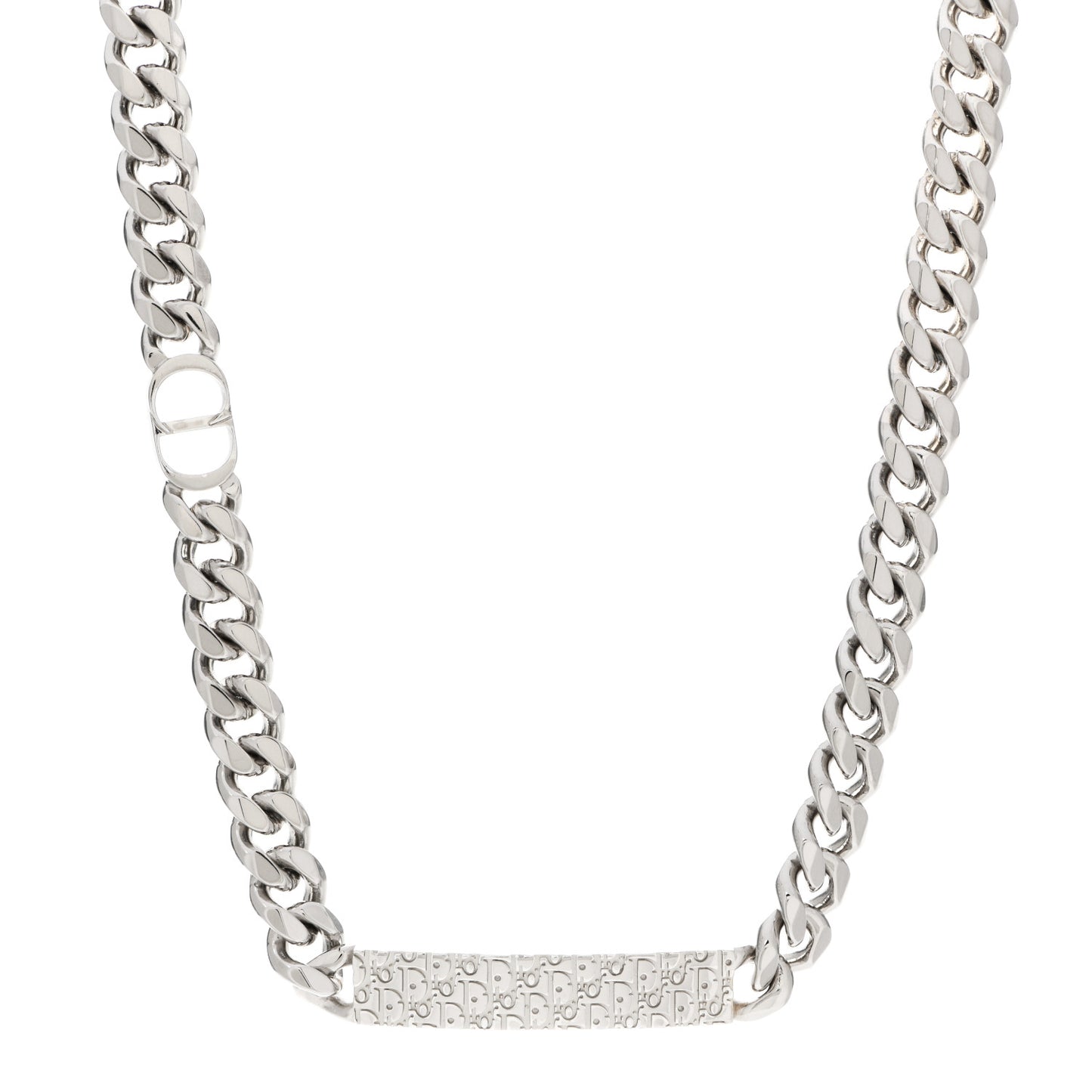 Sterling Silver Oblique Plate Chain Link Necklace
