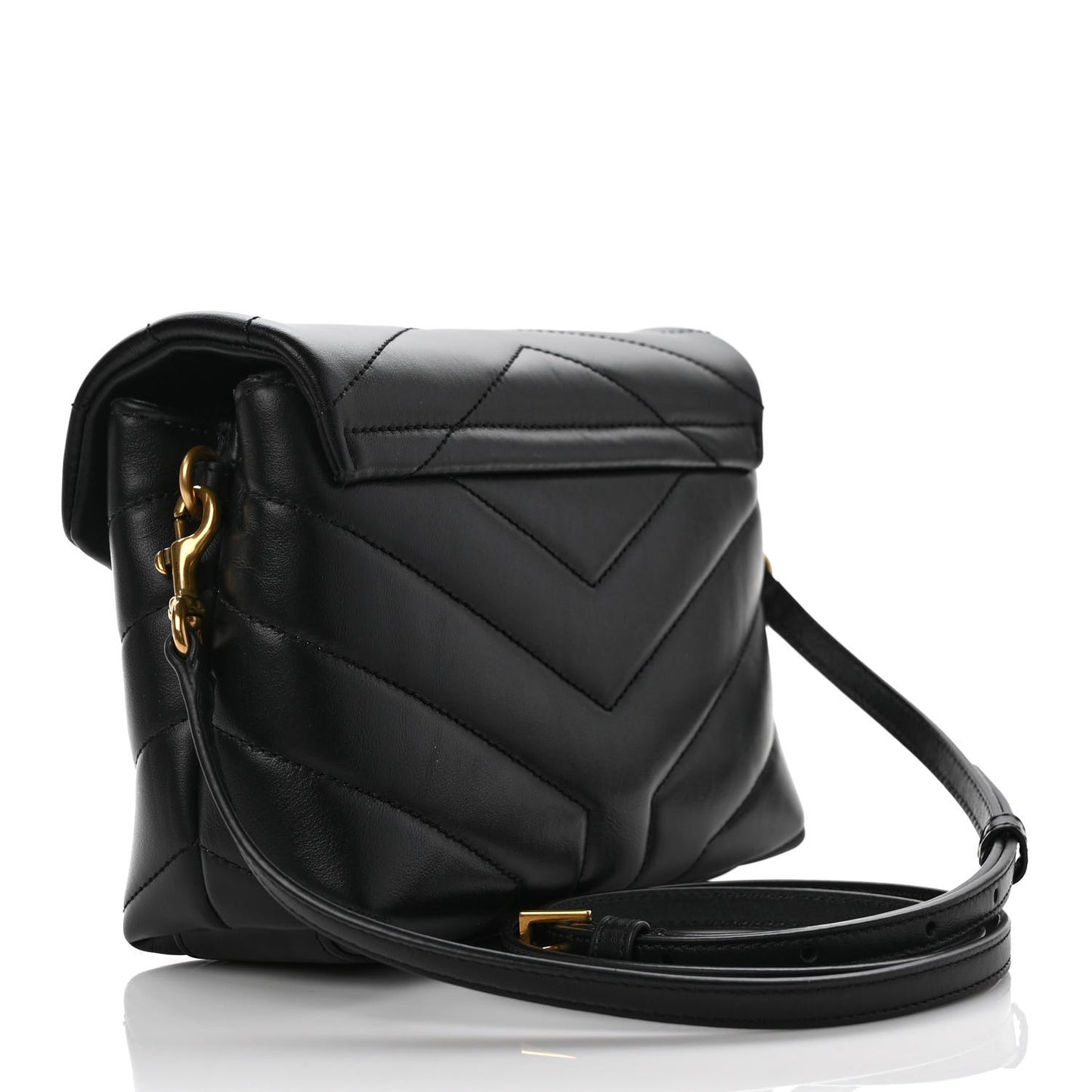 Calfskin Y Quilted Monogram Toy Loulou Crossbody Bag Black