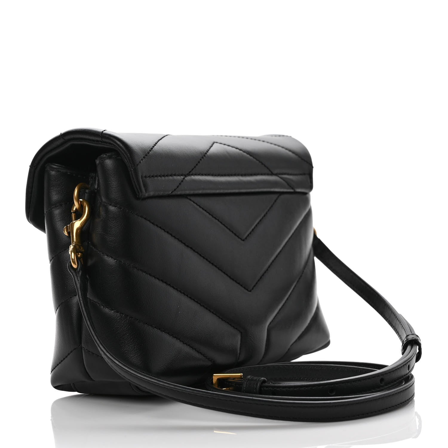 Saint Laurent Calfskin Y Quilted Monogram Toy Loulou Crossbody Bag Black 4 of 12