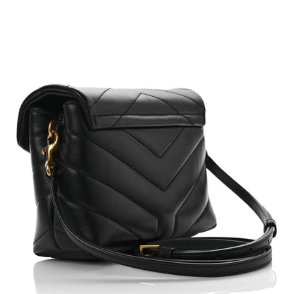Saint Laurent Calfskin Y Quilted Monogram Toy Loulou Crossbody Bag Black 4 of 12