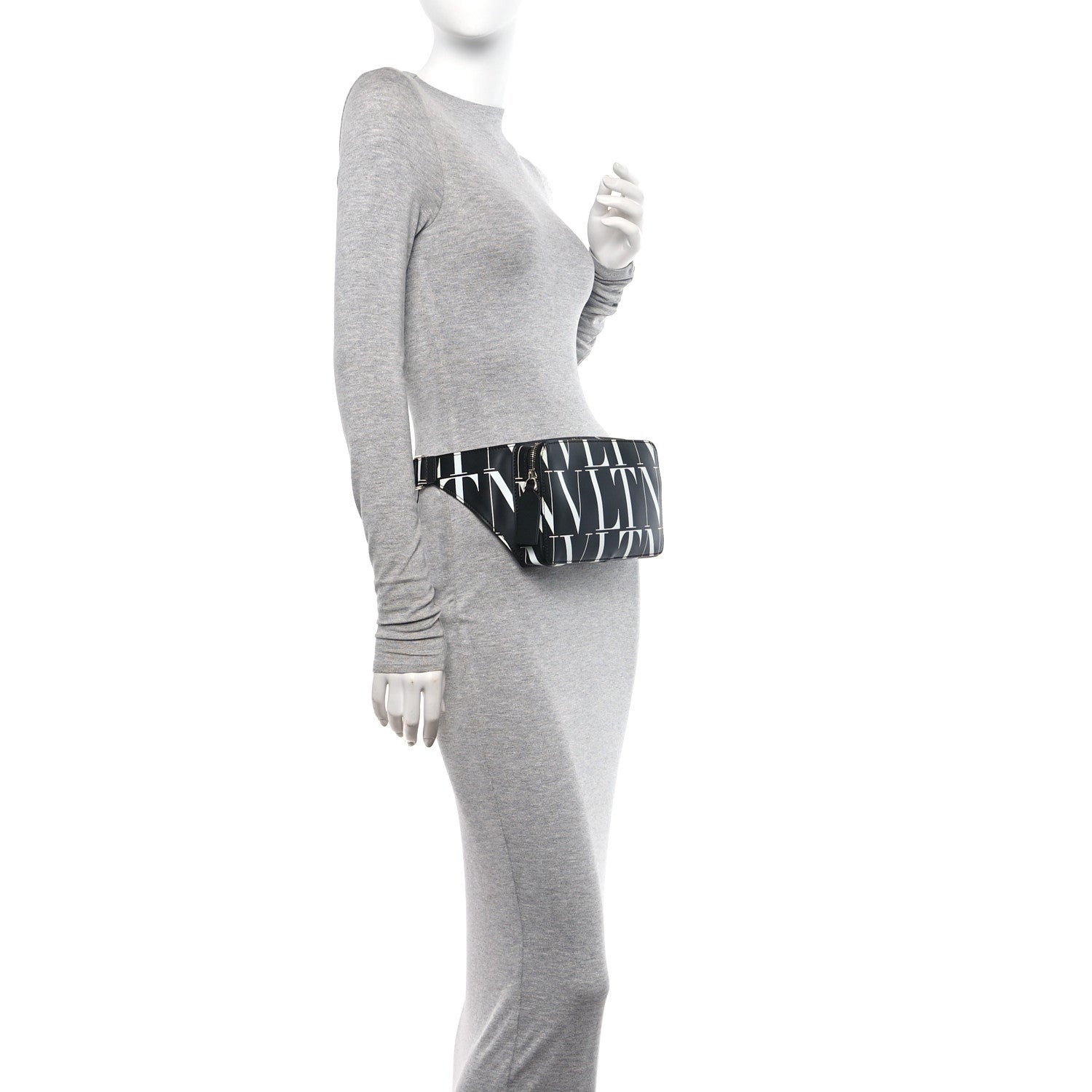 Valentino Garavani Calfskin Mens VLTN Belt Bag Black White 2 of 9