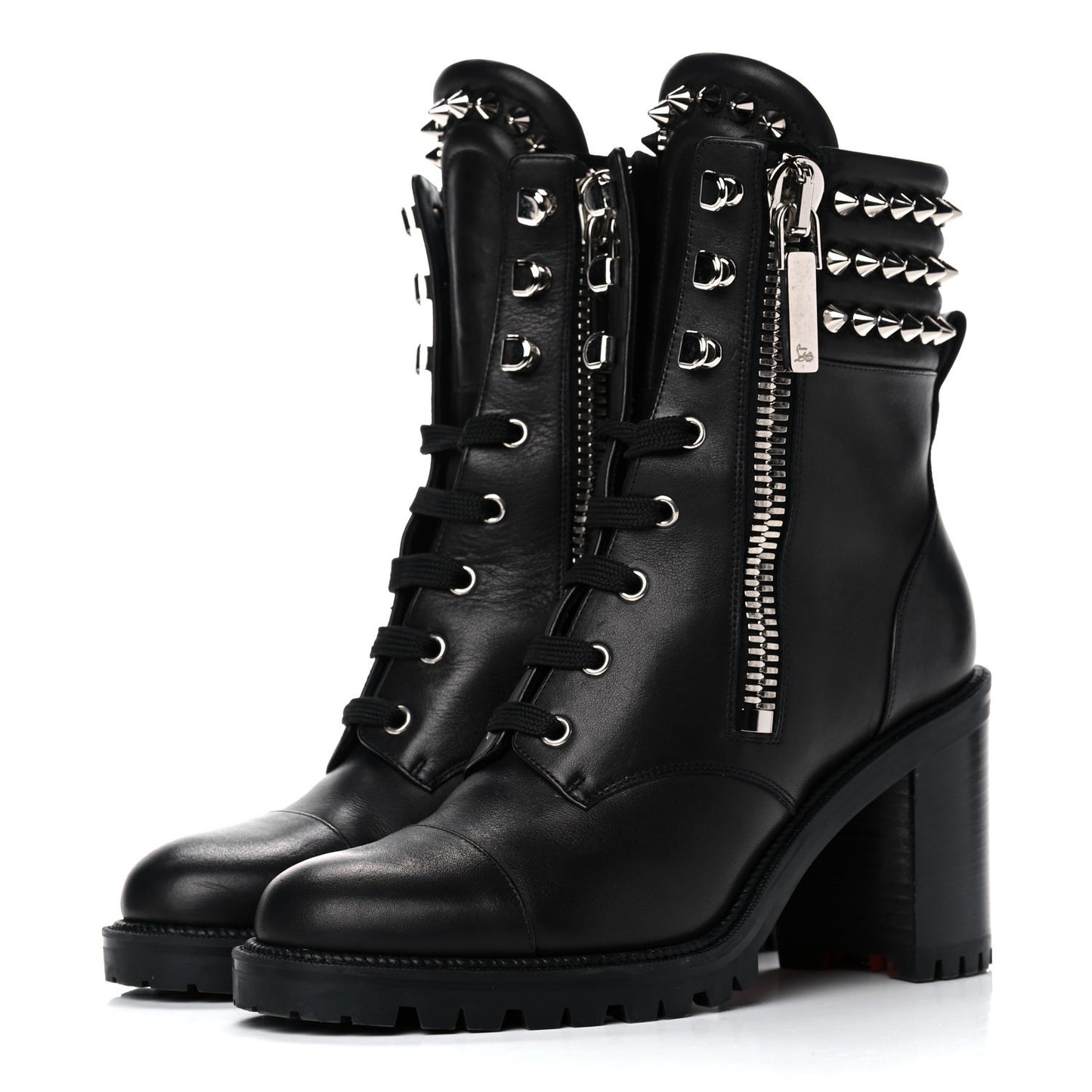 Calfskin Winter Spikes 70 Combat Boots 39.5 Black