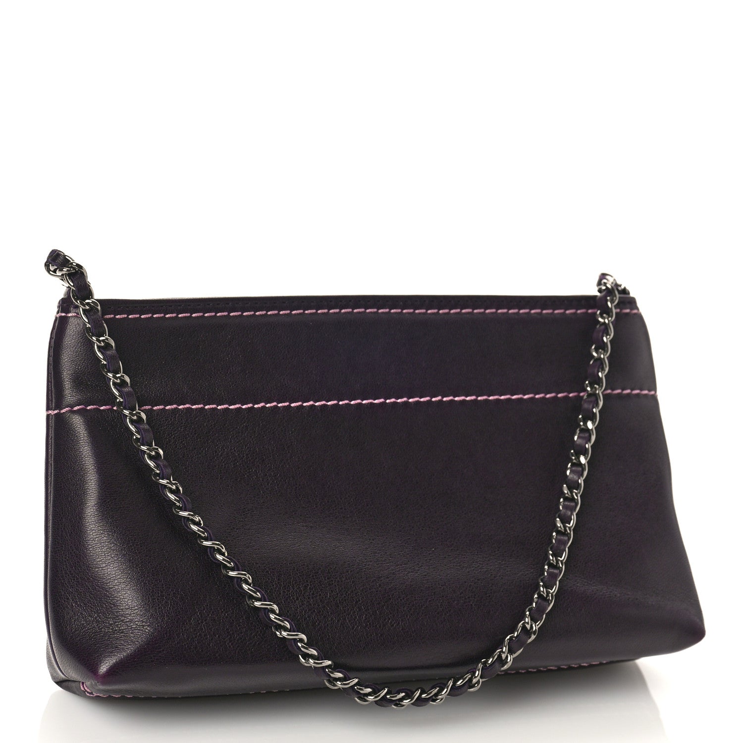 Chanel Lambskin Lax Pochette Dark Purple 2 of 10