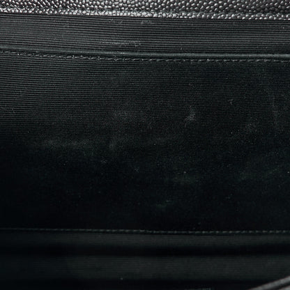 Saint Laurent Grain De Poudre Matelasse Chevron Monogram Envelope Clutch Black 11 of 12