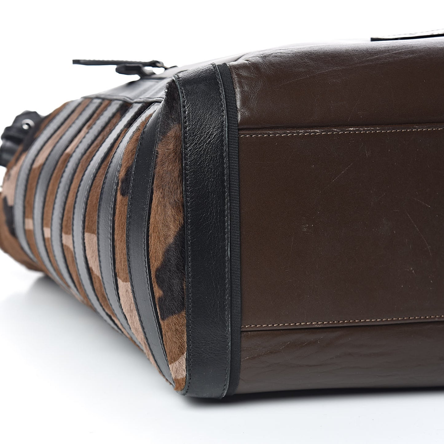 Calfskin Pony Hair Maurice Shopping Carryall Bag Coffee