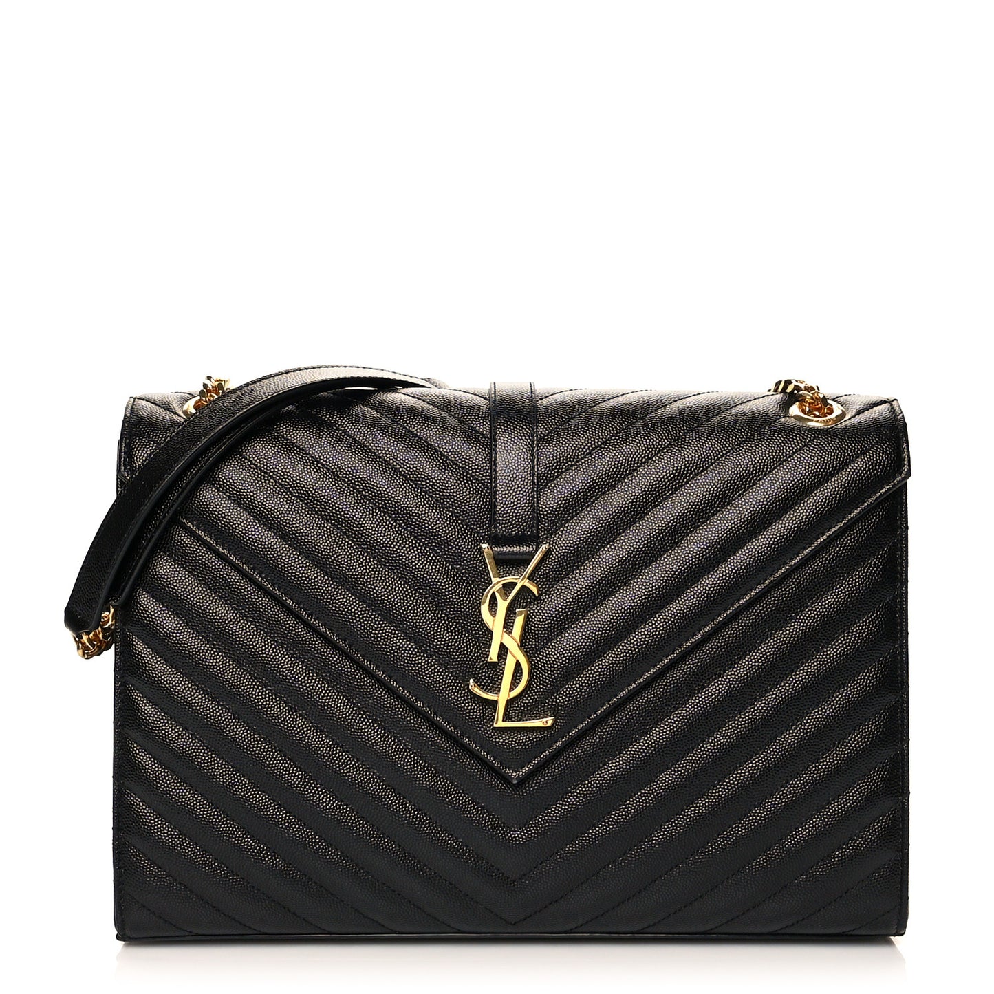 Grain De Poudre Matelasse Chevron Large Monogram Satchel Black