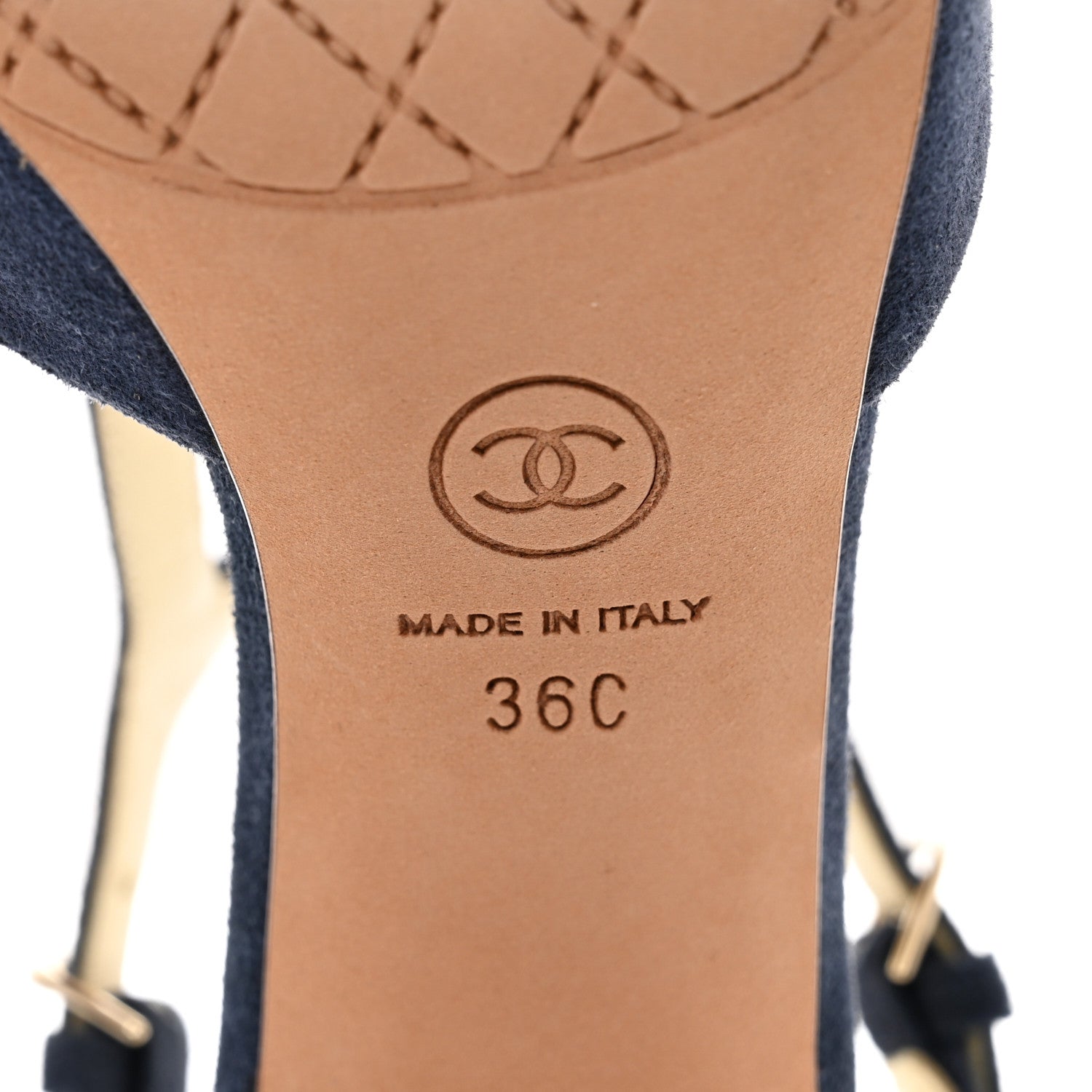 Chanel Suede CC Sandals 36 Blue 6 of 8
