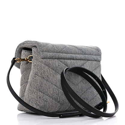 Saint Laurent Denim Y Quilted Monogram Toy Loulou Crossbody Bag Grey 2 of 10
