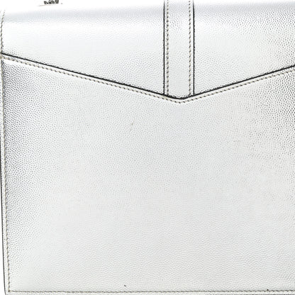 Saint Laurent Grain De Poudre Monogram Medium Sulpice Shoulder Bag Silver 12 of 15