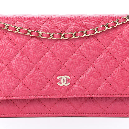 Chanel Caviar Quilted Wallet on Chain WOC Fuchsia 9 of 11