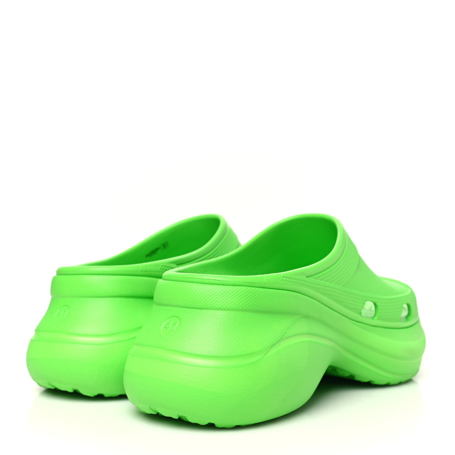 Balenciaga X CROCS Rubber Womens Pool Slides 41 Neon Green 5 of 11