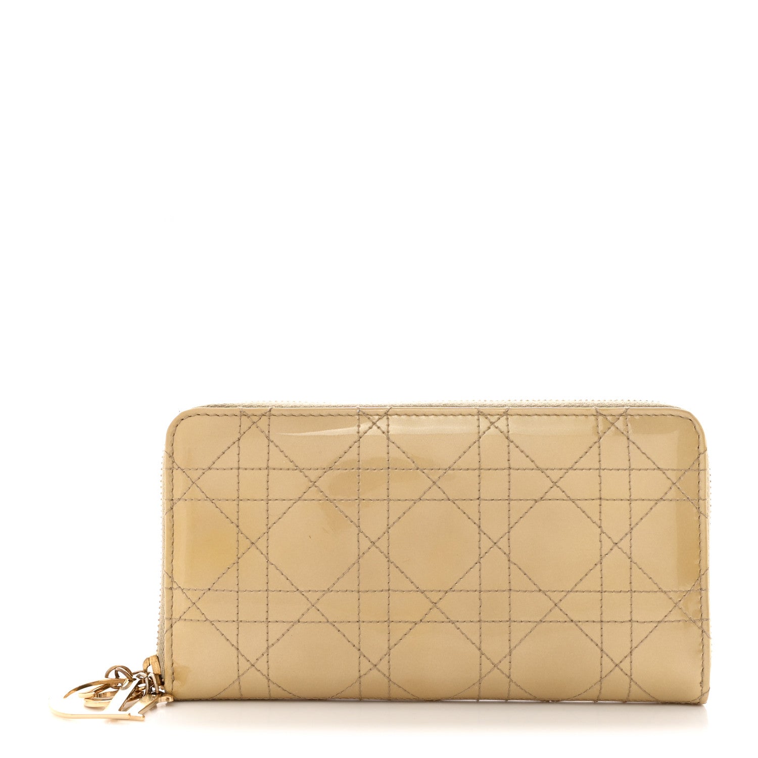 Christian Dior Patent Cannage Lady Dior Continental Zip Wallet Beige 1 of 6