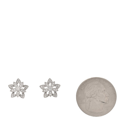 Van Cleef & Arpels 18K White Gold Diamond Mini Lotus Openwork Earrings 2 of 4