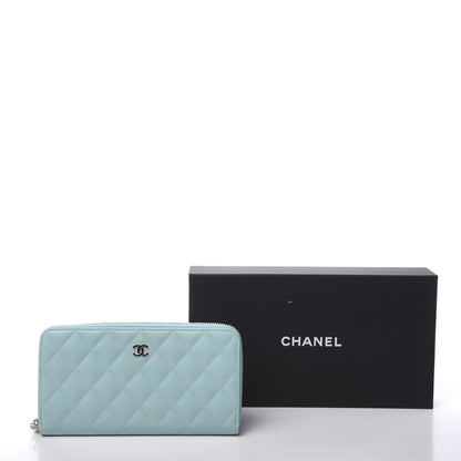 Chanel Caviar Quilted Large Gusset Zip Around Wallet Light Blue 9 of 9
