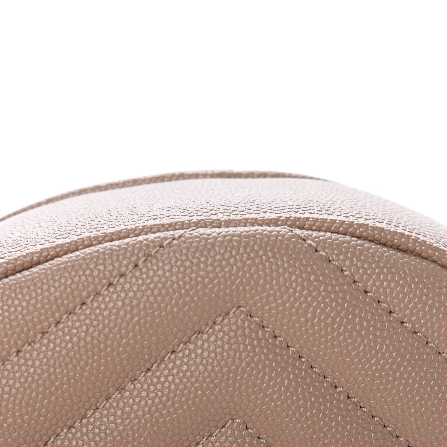 Saint Laurent Grain De Poudre Matelasse Chevron Quilted Round Vinyle Camera Bag Gold Sand 11 of 11