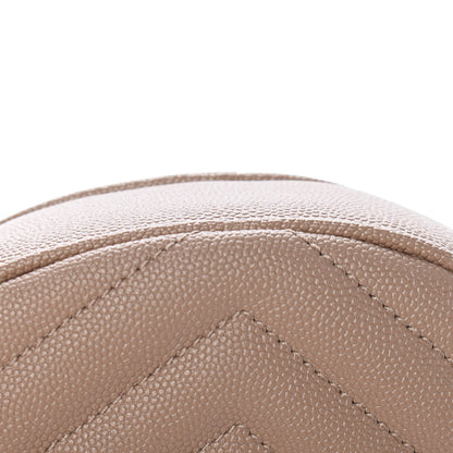 Saint Laurent Grain De Poudre Matelasse Chevron Quilted Round Vinyle Camera Bag Gold Sand 11 of 11