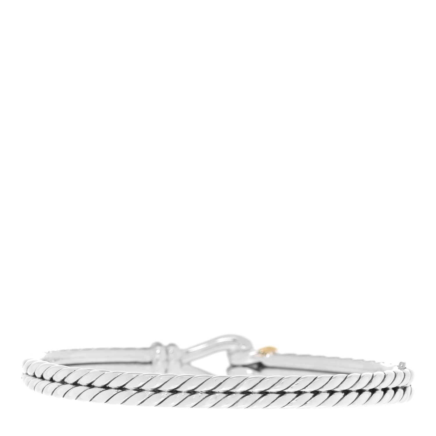 David Yurman Sterling Silver 18K Yellow Gold 11mm Thoroughbred Loop Bracelet 3 of 5