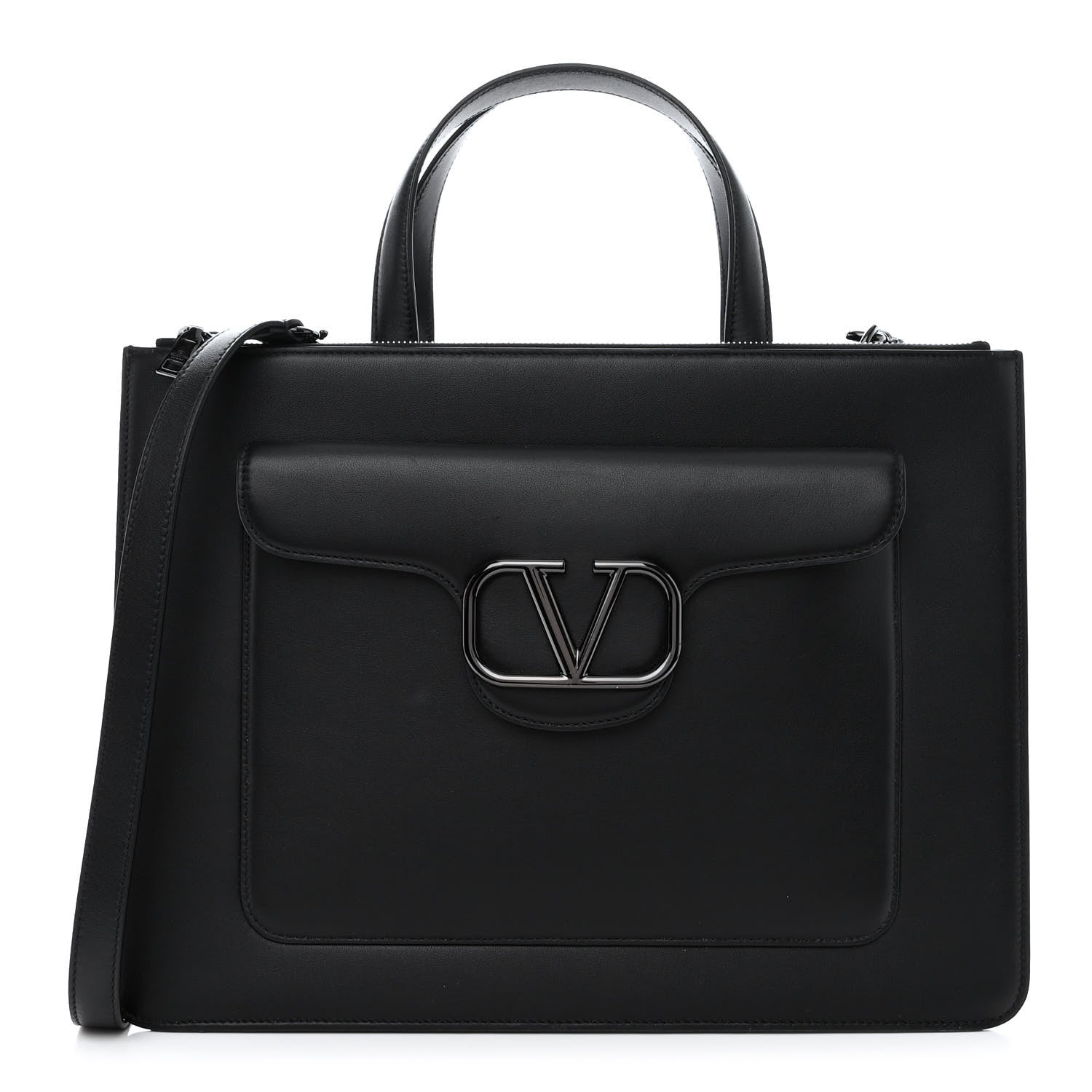 Valentino Garavani Calfskin Tonal Vlogo Briefcase Black 1 of 10