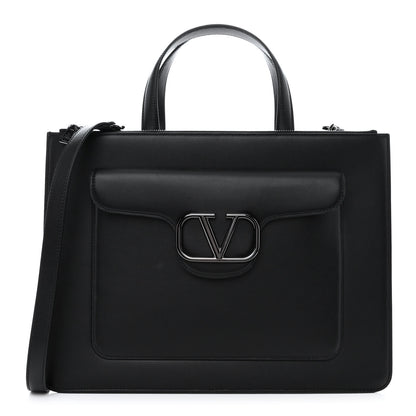 Valentino Garavani Calfskin Tonal Vlogo Briefcase Black 1 of 10