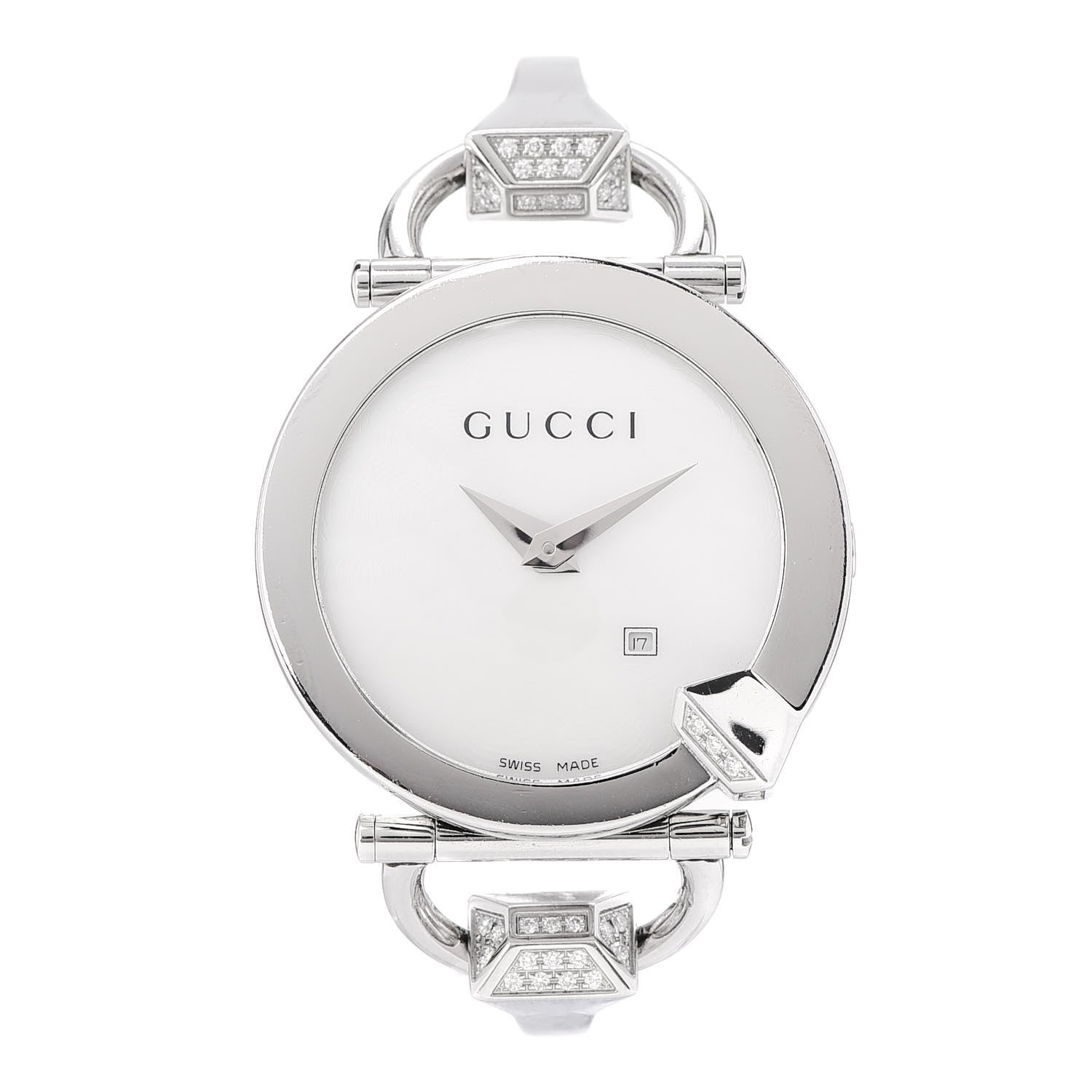Gucci Stainless Steel Diamond Mother of Pearl 35mm Chiodo Quartz Watch 1 of 6