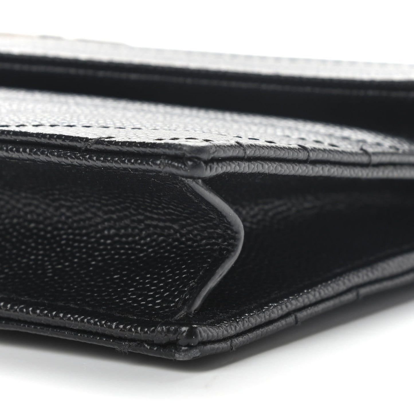 Grain De Poudre Matelasse Chevron Monogram Envelope Chain Wallet Black