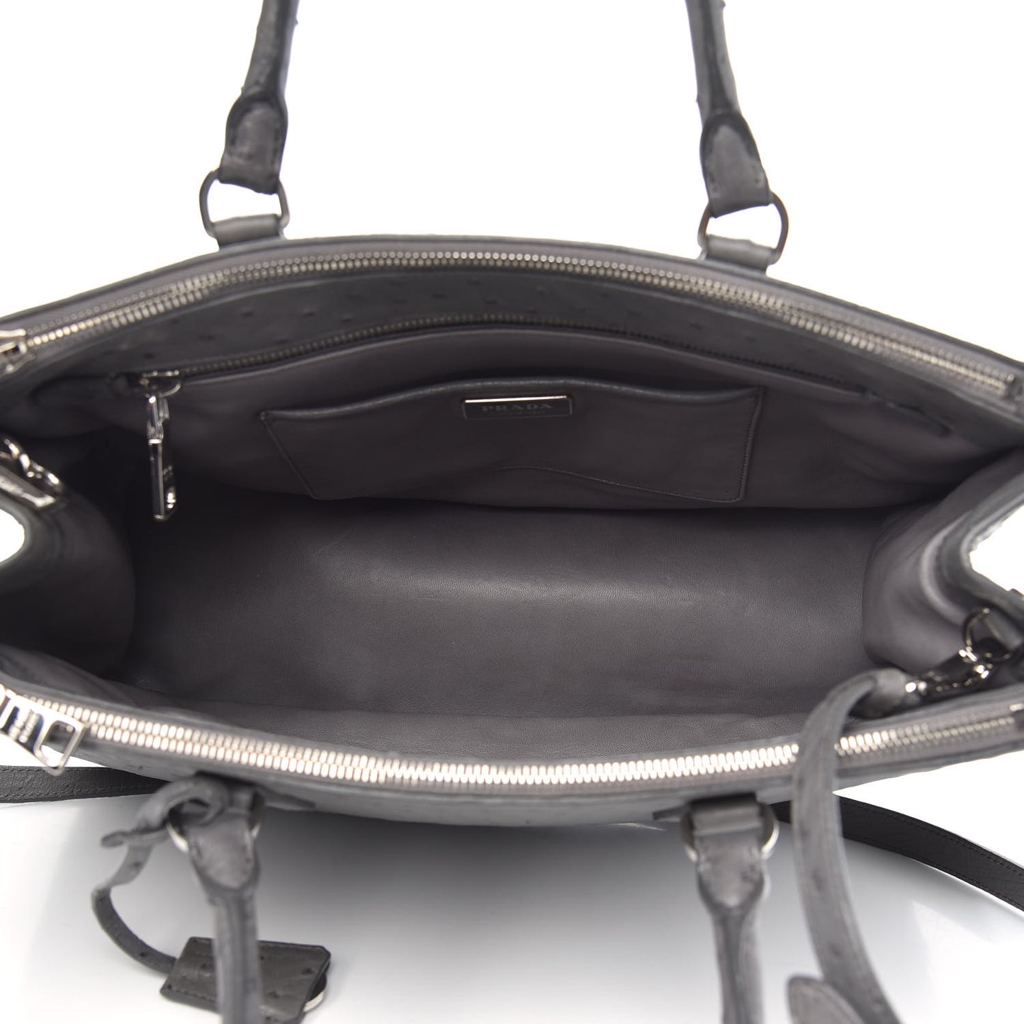 Ostrich Medium Galleria Double Zip Tote Grey