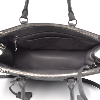 Prada Ostrich Medium Galleria Double Zip Tote Grey 5 of 10
