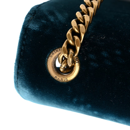 Saint Laurent Velvet Small Classic Monogram Kate Tassel Satchel Blue 19 of 21