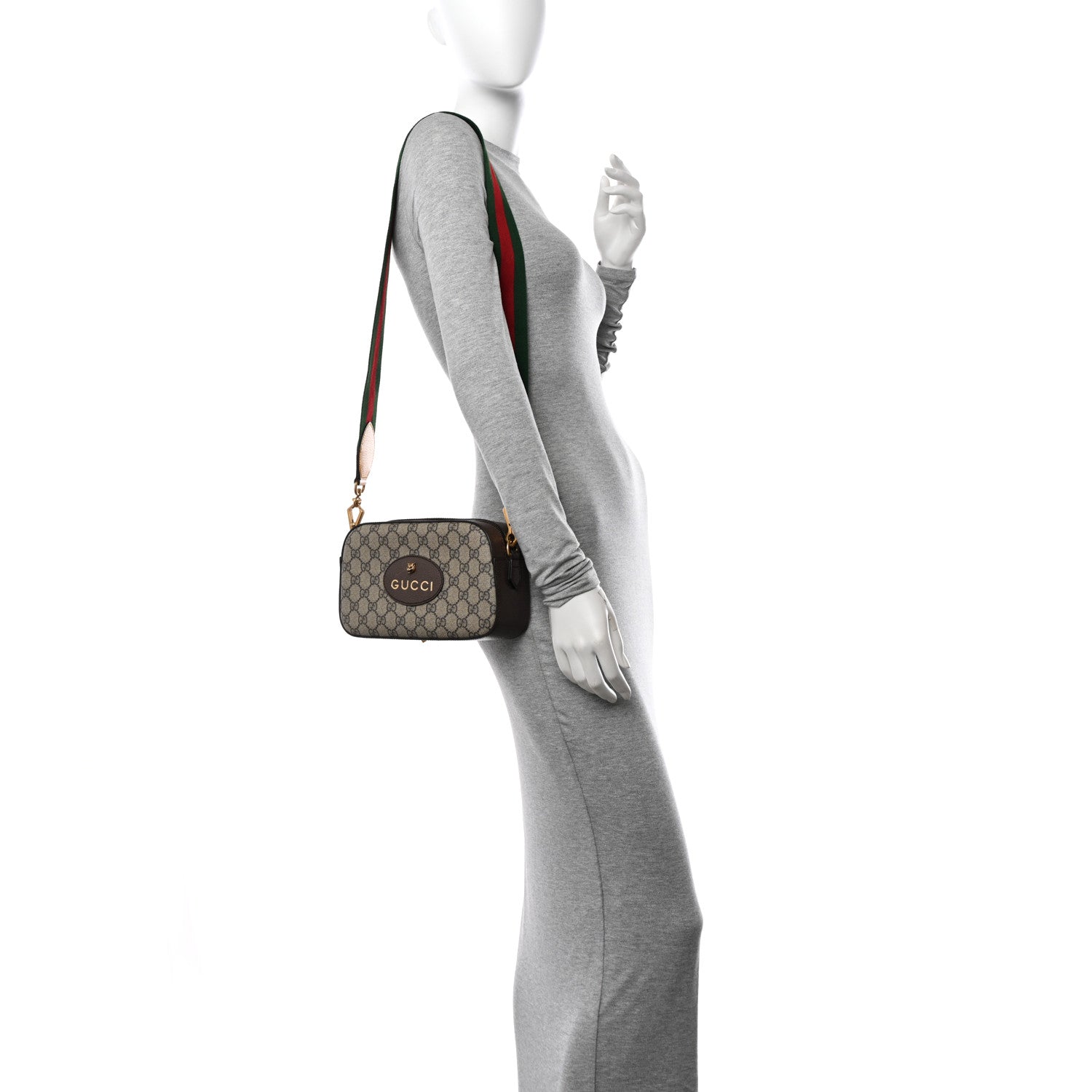 Gucci GG Supreme Monogram Web Neo Vintage Shoulder Bag Beige New Acero Crop 2 of 10
