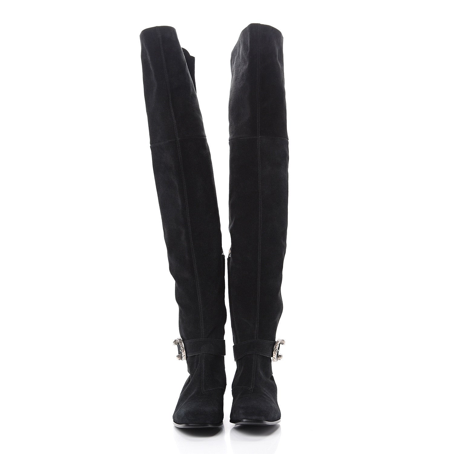 Gucci Suede Dionysus Knee Boots 37.5 Black 2 of 7