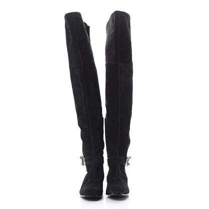 Gucci Suede Dionysus Knee Boots 37.5 Black 2 of 7