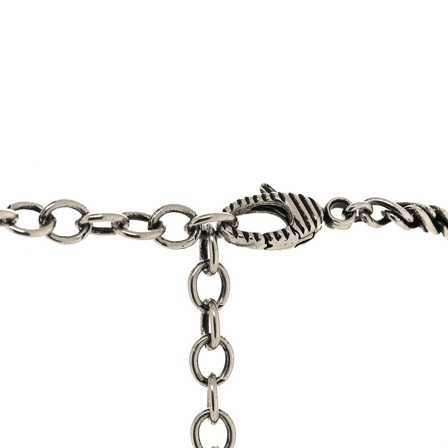 Metal Crystal Guccy Necklace Aged Silver