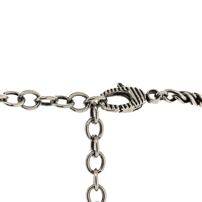 Gucci Metal Crystal Guccy Necklace Aged Silver 4 of 5