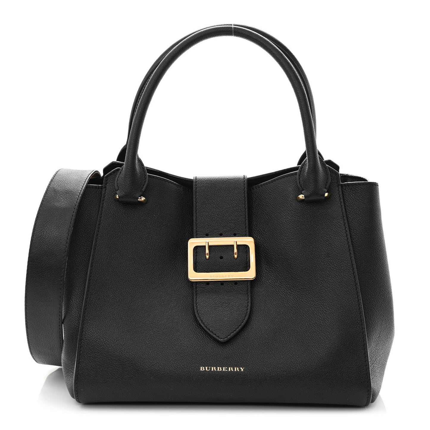 Soft Grain Calfskin Medium Buckle Tote Black
