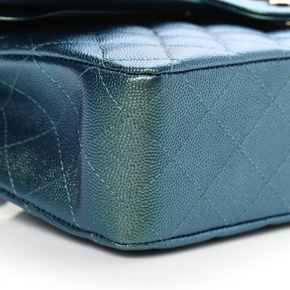Chanel Iridescent Caviar Quilted Medium Double Flap Green 9 of 12