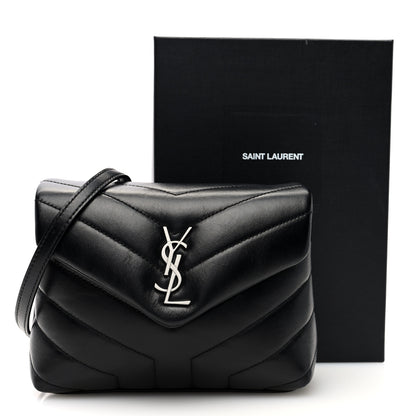 Saint Laurent Calfskin Y Quilted Monogram Toy Loulou Crossbody Bag Black 10 of 10
