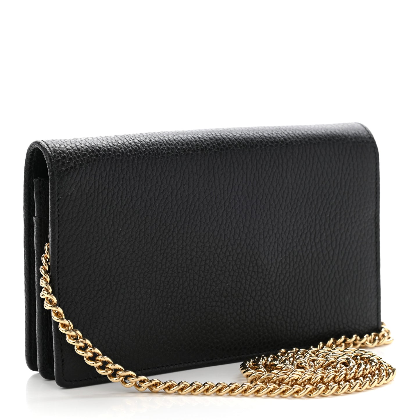 Calfskin Mini GG Marmont Chain Wallet Black
