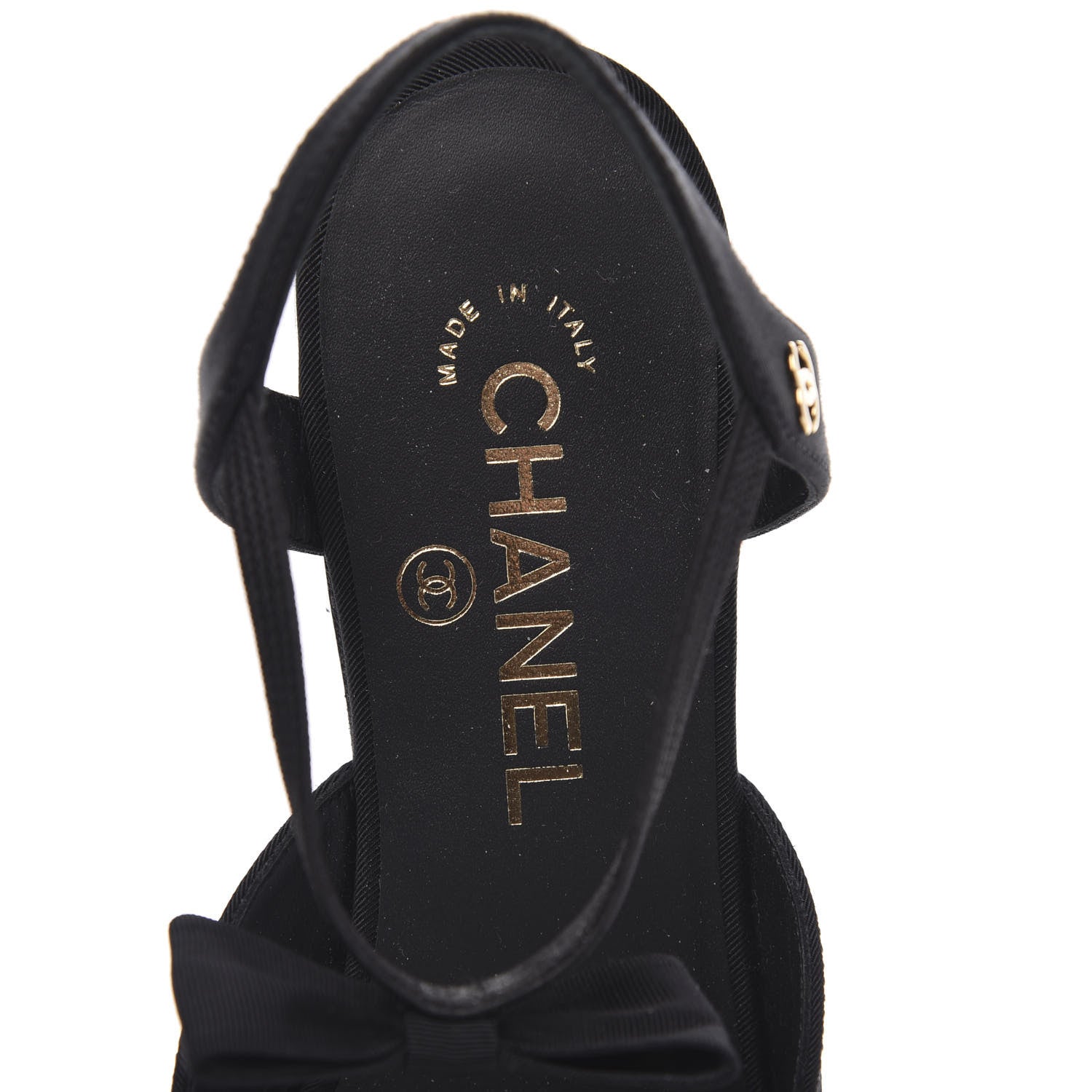 Chanel Grosgrain Satin Cap Toe CC Flats 38 Black 6 of 7