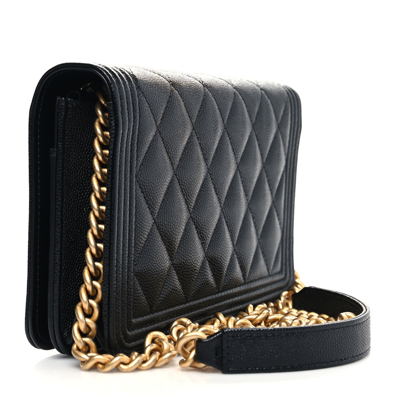 Chanel Caviar Quilted Boy Wallet On Chain WOC Black 2 of 10