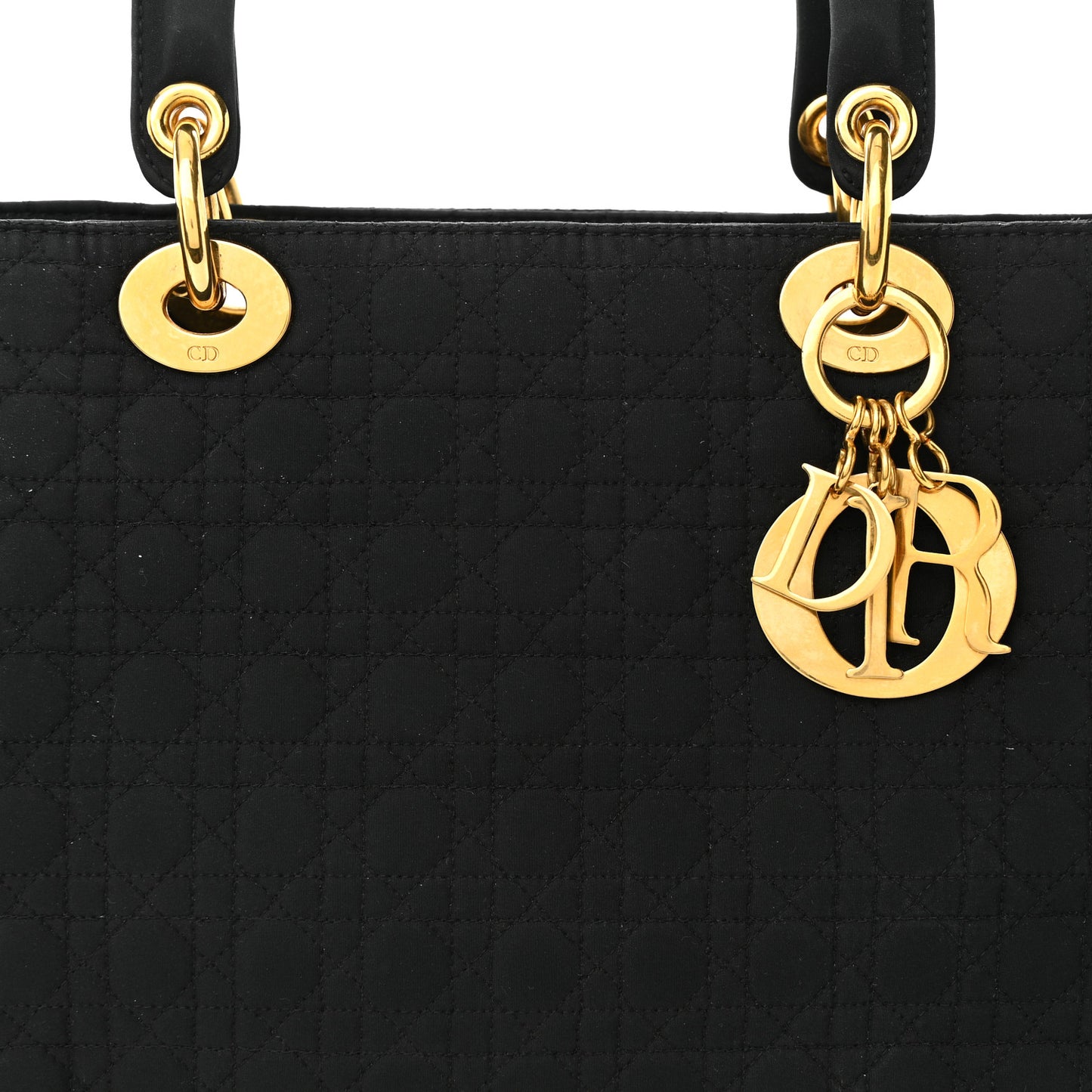 Nylon Cannage Medium Lady Dior Black