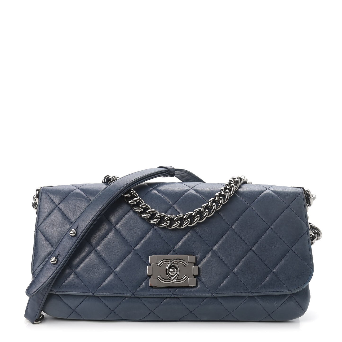 Lambskin Quilted Soft Boy Flap Blue