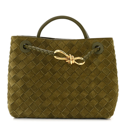 Bottega Veneta Suede Intrecciato Small Andiamo Shoulder Bag Olive Oil 1 of 9