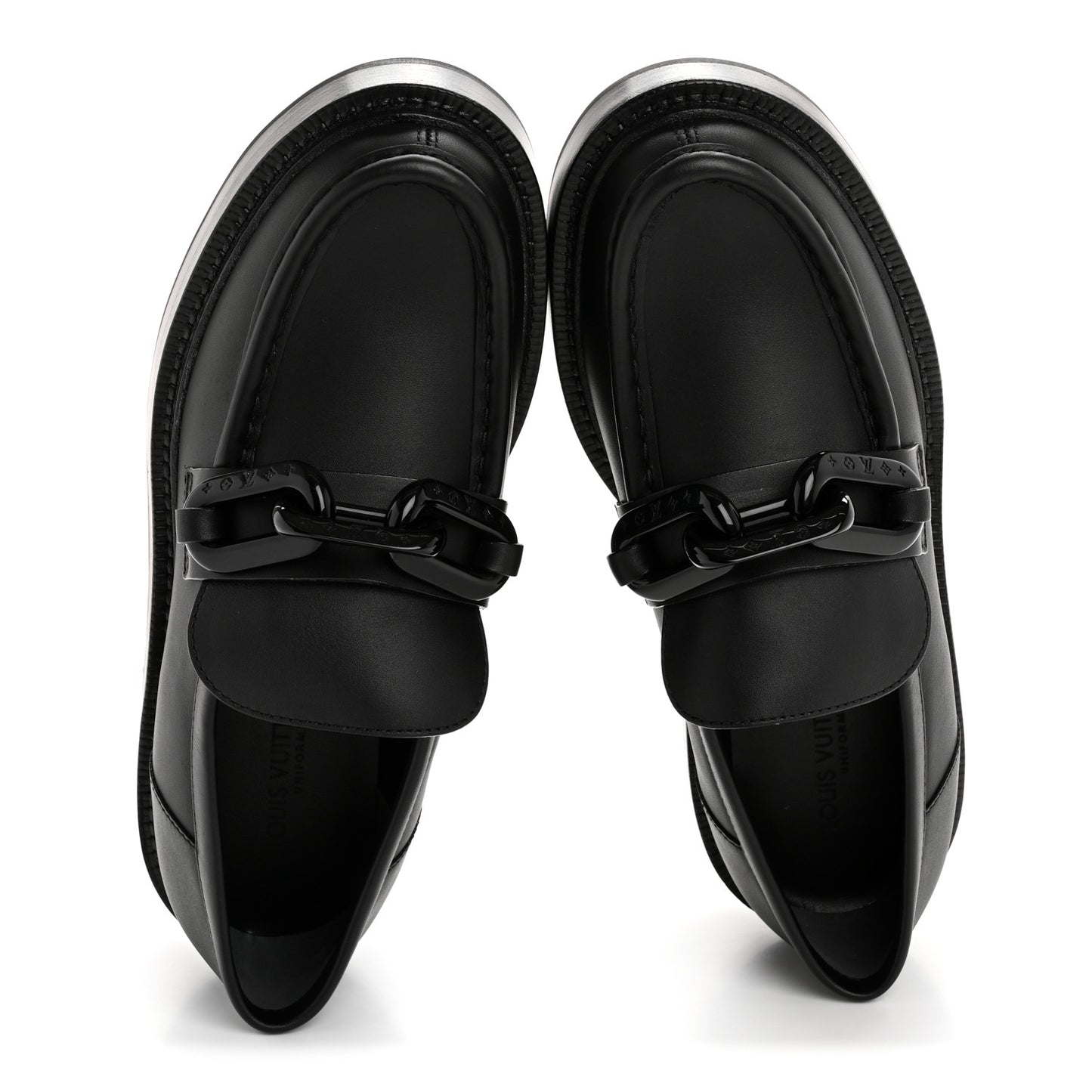 Calfskin Oversized Chain Academy Loafers 38.5 Black