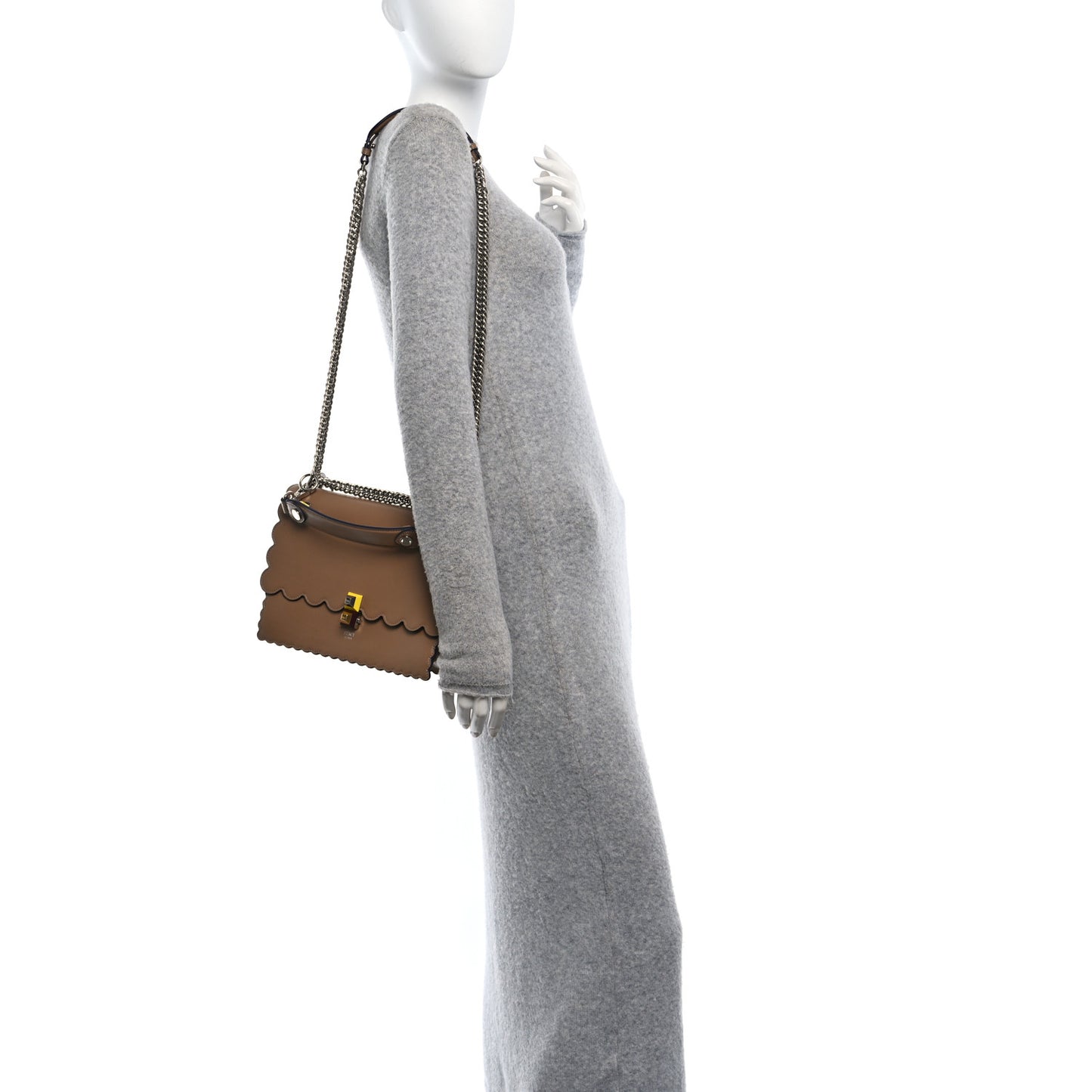 Vitello Liberty Scalloped Studded Kan I Shoulder Bag Sand