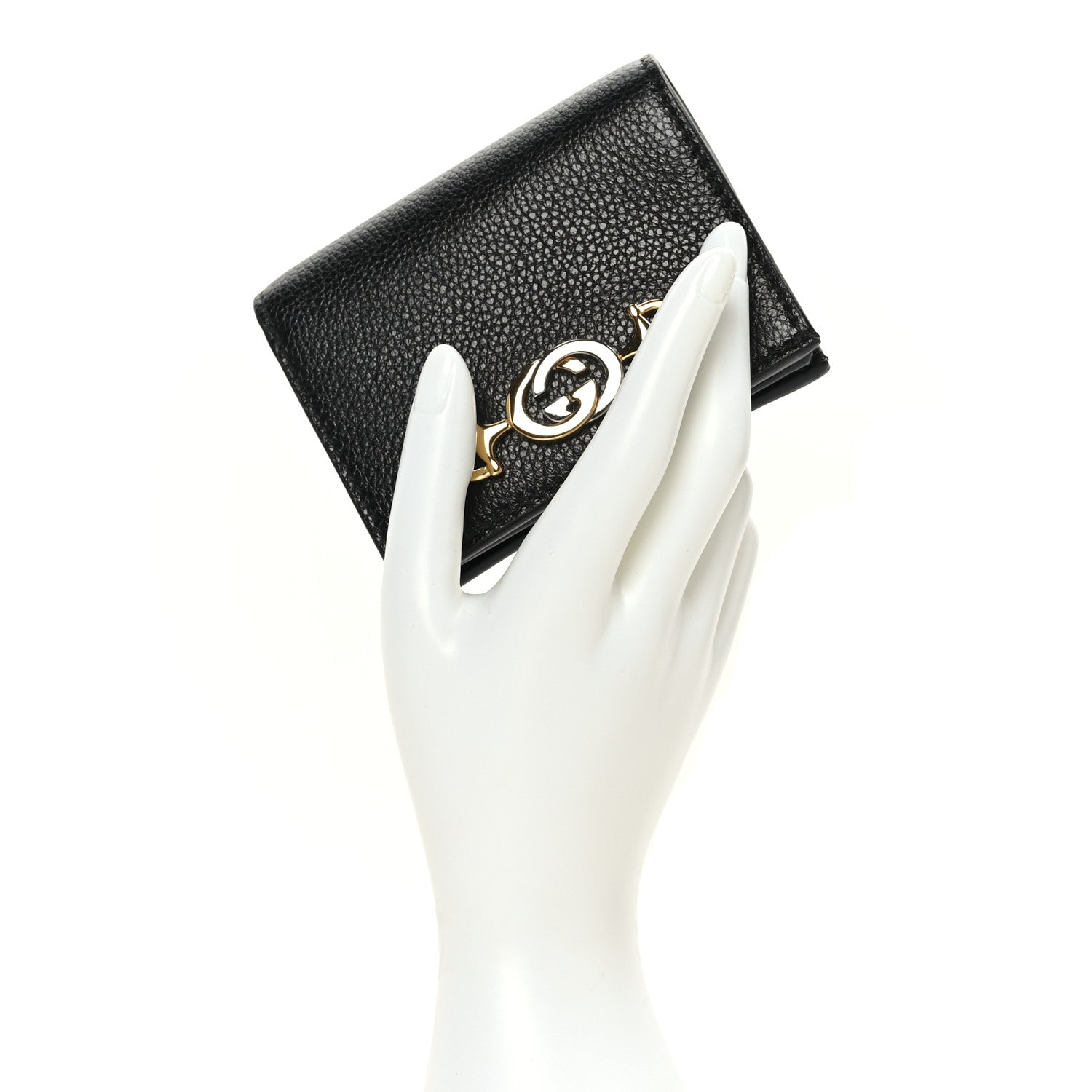 Gucci Grainy Calfskin Zumi Chain Card Case Wallet Black 2 of 8