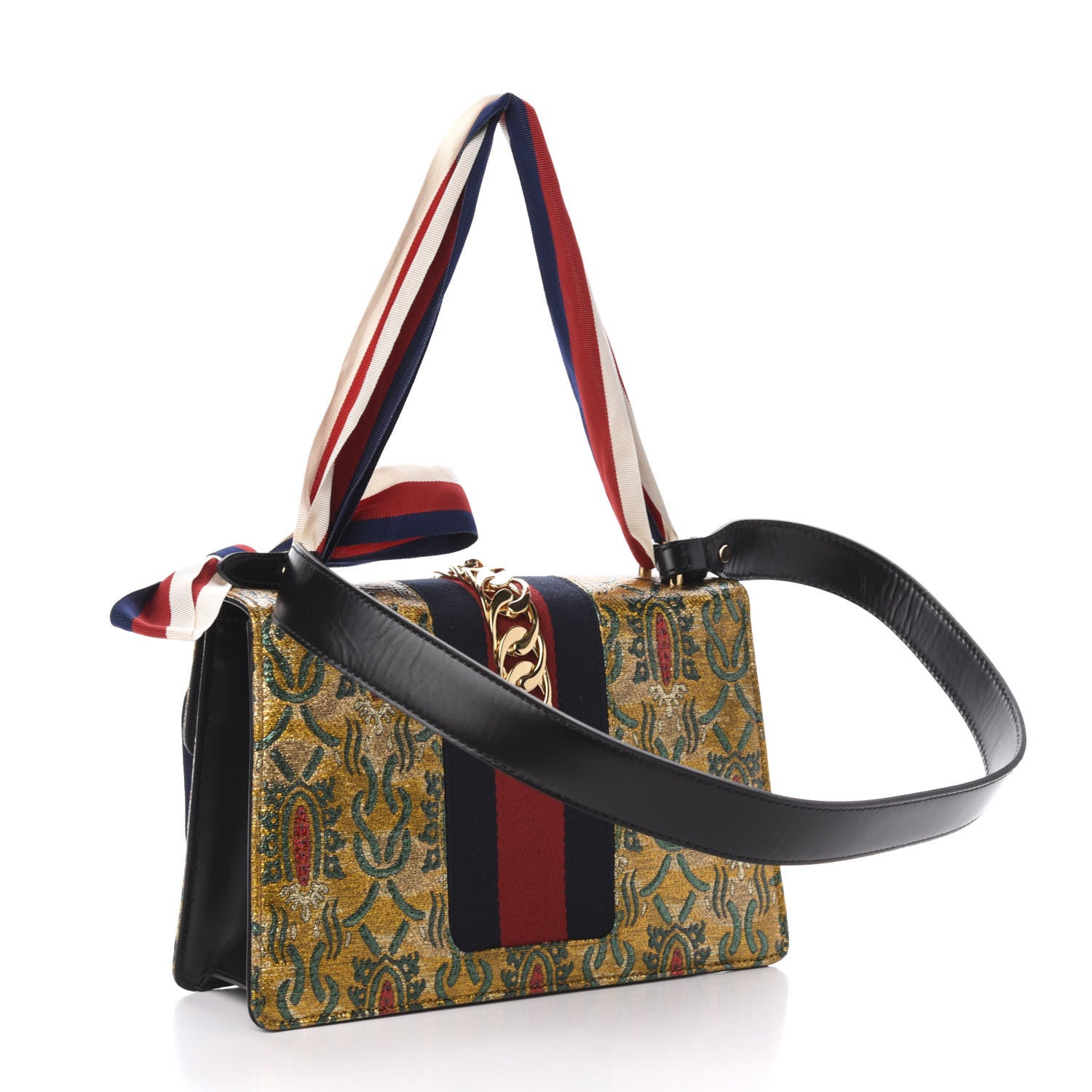 Gucci Iridescent Brocade Small Sylvie Shoulder Bag Gold 3 of 11